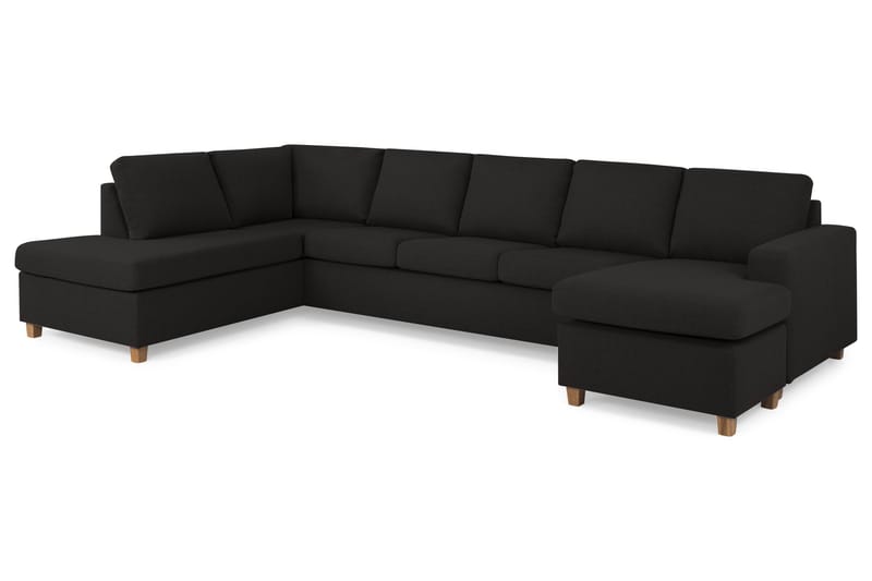 Crazy 5-seters Venstrevendt U-formet X-Large Sofa med Divan og Sjeselong i Stoff - Antrasitt - Møbler - Sofaer - U-sofa