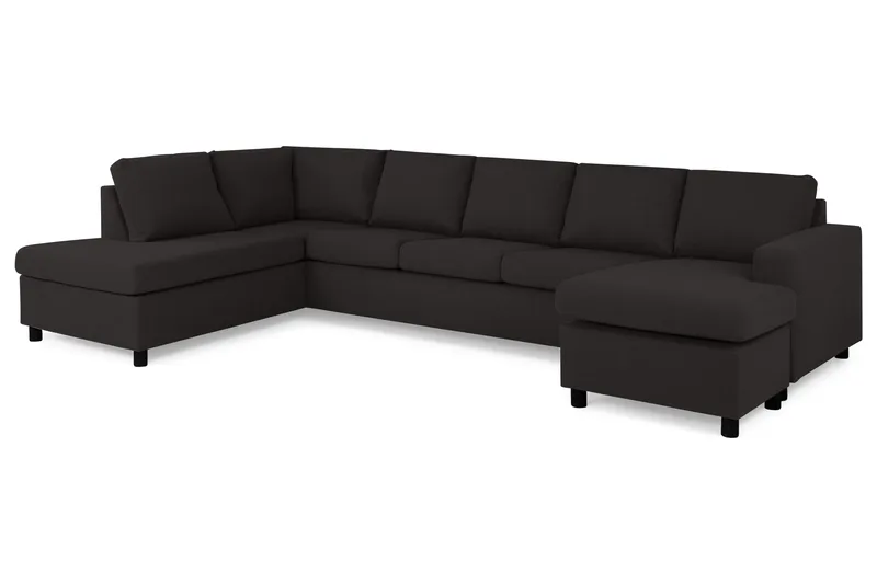 Crazy 5-seters Venstrevendt U-formet X-Large Sofa med Divan og Sjeselong i Stoff - Antrasitt - Møbler - Sofaer - U-sofa