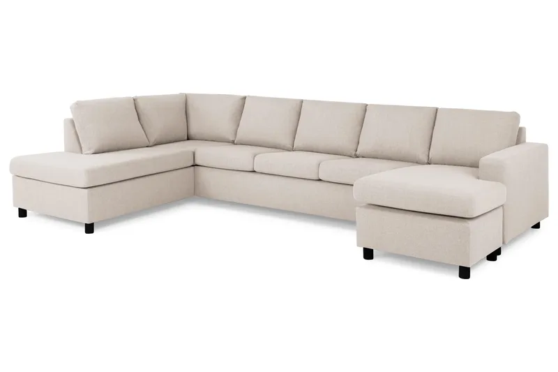 Crazy 5-seters Venstrevendt U-formet X-Large Sofa med Divan og Sjeselong i Stoff - Beige - Møbler - Sofaer - U-sofa