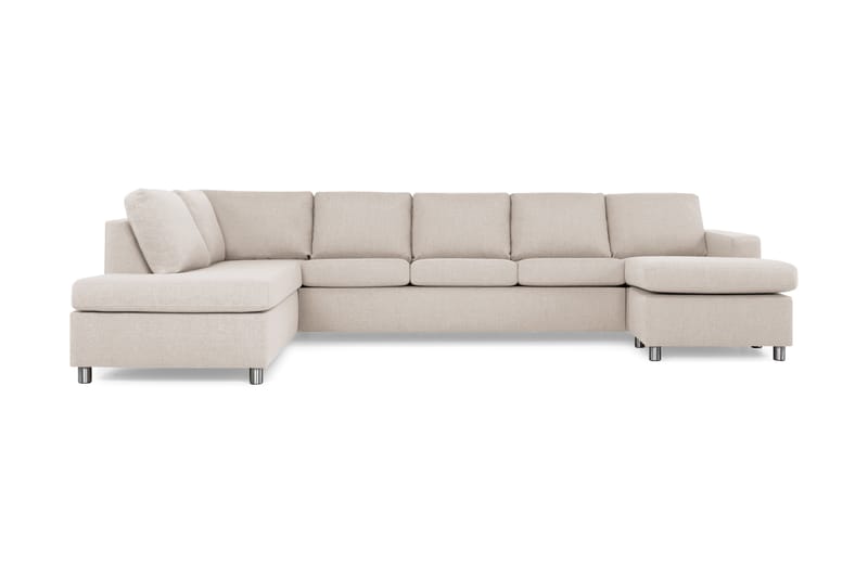 Crazy 5-seters Venstrevendt U-formet X-Large Sofa med Divan og Sjeselong i Stoff - Beige - Møbler - Sofaer - U-sofa