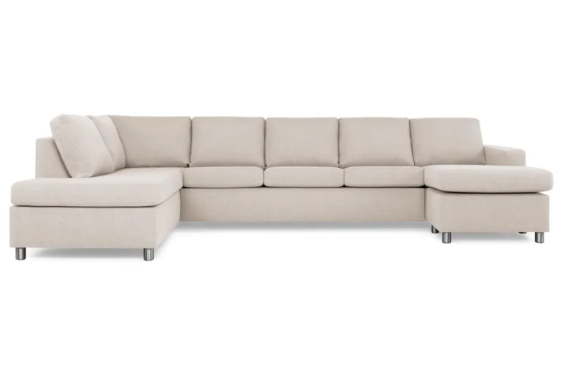 Crazy 5-seters Venstrevendt U-formet X-Large Sofa med Divan og Sjeselong i Stoff - Beige - Møbler - Sofaer - U-sofa