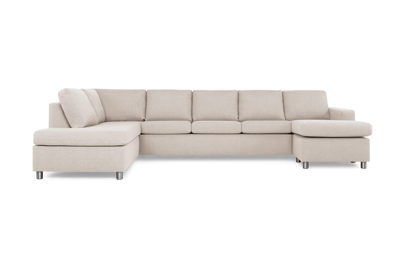 Crazy 5-seters Venstrevendt U-formet X-Large Sofa med Divan og Sjeselong i Stoff - Beige - Møbler - Sofaer - U-sofa