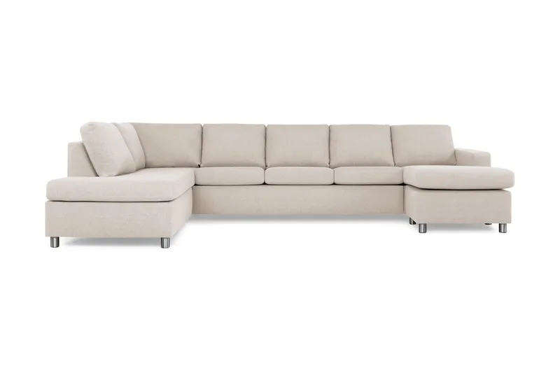 Crazy 5-seters Venstrevendt U-formet X-Large Sofa med Divan og Sjeselong i Stoff, Beige