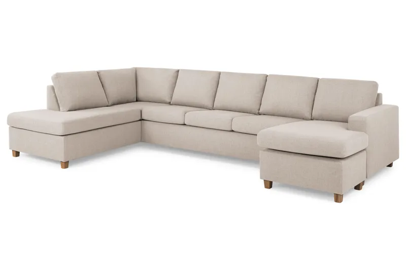 Crazy 5-seters Venstrevendt U-formet X-Large Sofa med Divan og Sjeselong i Stoff - Beige - Møbler - Sofaer - U-sofa