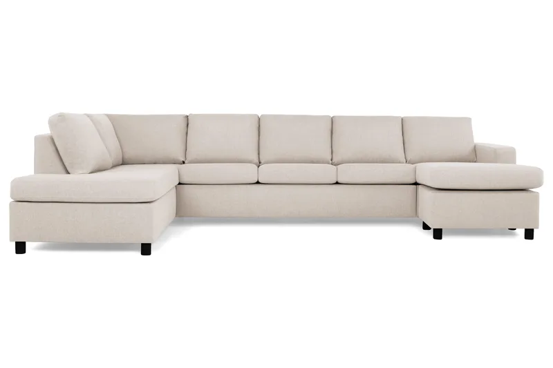 Crazy 5-seters Venstrevendt U-formet X-Large Sofa med Divan og Sjeselong i Stoff - Beige - Møbler - Sofaer - U-sofa
