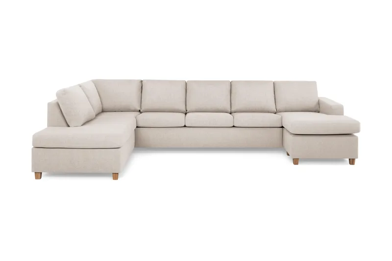 Crazy 5-seters Venstrevendt U-formet X-Large Sofa med Divan og Sjeselong i Stoff, Beige