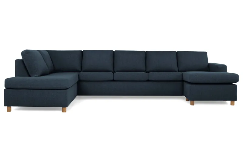 Crazy 5-seters Venstrevendt U-formet X-Large Sofa med Divan og Sjeselong i Stoff - Blå - Møbler - Sofaer - U-sofa