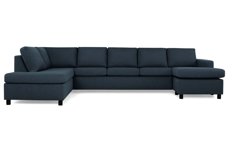 Crazy 5-seters Venstrevendt U-formet X-Large Sofa med Divan og Sjeselong i Stoff, Blå