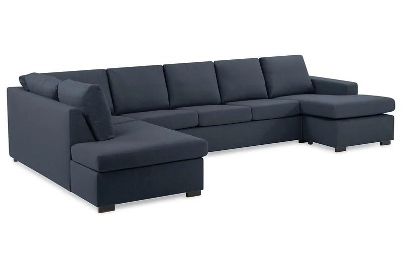 Crazy 5-seters Venstrevendt U-formet X-Large Sofa med Divan og Sjeselong i Stoff - Blå - Møbler - Sofaer - U-sofa