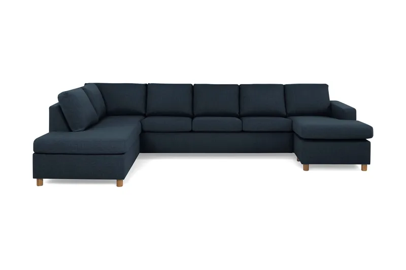 Crazy 5-seters Venstrevendt U-formet X-Large Sofa med Divan og Sjeselong i Stoff - Blå - Møbler - Sofaer - U-sofa