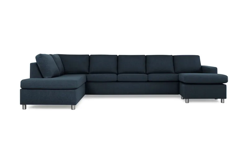 Crazy 5-seters Venstrevendt U-formet X-Large Sofa med Divan og Sjeselong i Stoff - Blå - Møbler - Sofaer - U-sofa