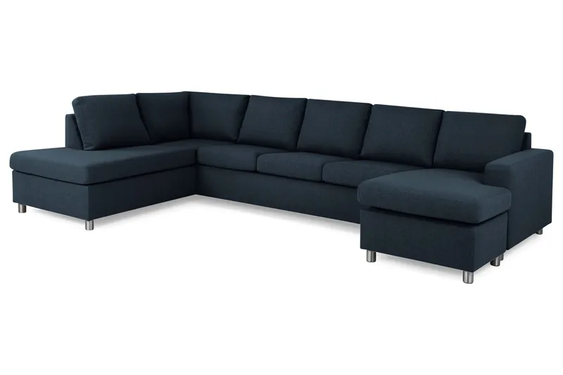 Crazy 5-seters Venstrevendt U-formet X-Large Sofa med Divan og Sjeselong i Stoff - Blå - Møbler - Sofaer - U-sofa