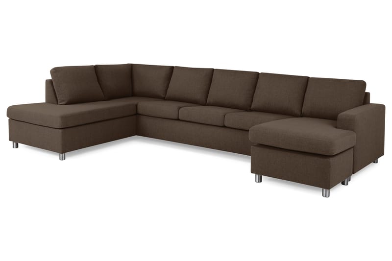 Crazy 5-seters Venstrevendt U-formet X-Large Sofa med Divan og Sjeselong i Stoff - Brun - Møbler - Sofaer - U-sofa