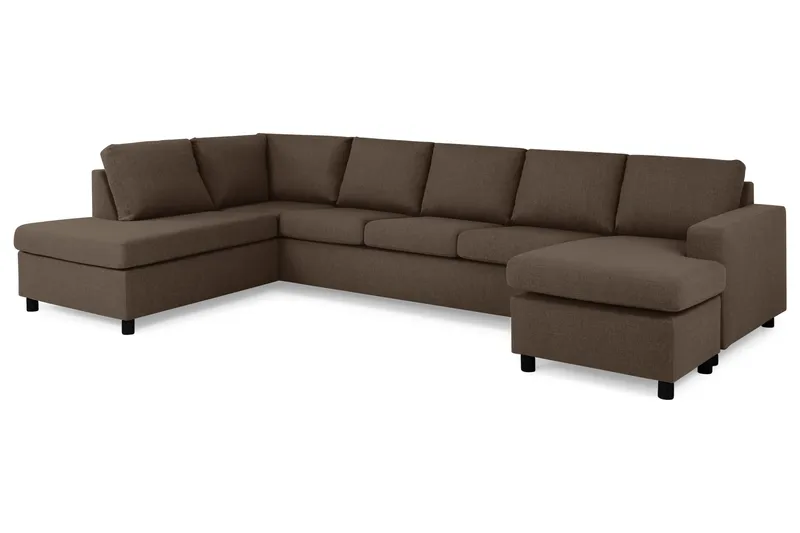 Crazy 5-seters Venstrevendt U-formet X-Large Sofa med Divan og Sjeselong i Stoff - Brun - Møbler - Sofaer - U-sofa