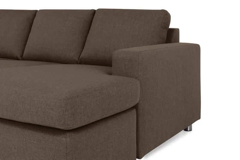 Crazy 5-seters Venstrevendt U-formet X-Large Sofa med Divan og Sjeselong i Stoff - Brun - Møbler - Sofaer - U-sofa