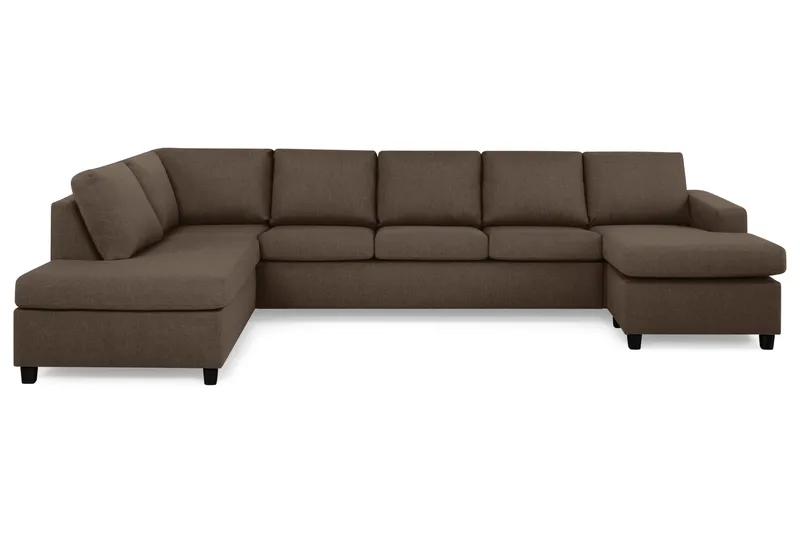Crazy 5-seters Venstrevendt U-formet X-Large Sofa med Divan og Sjeselong i Stoff - Brun - Møbler - Sofaer - U-sofa