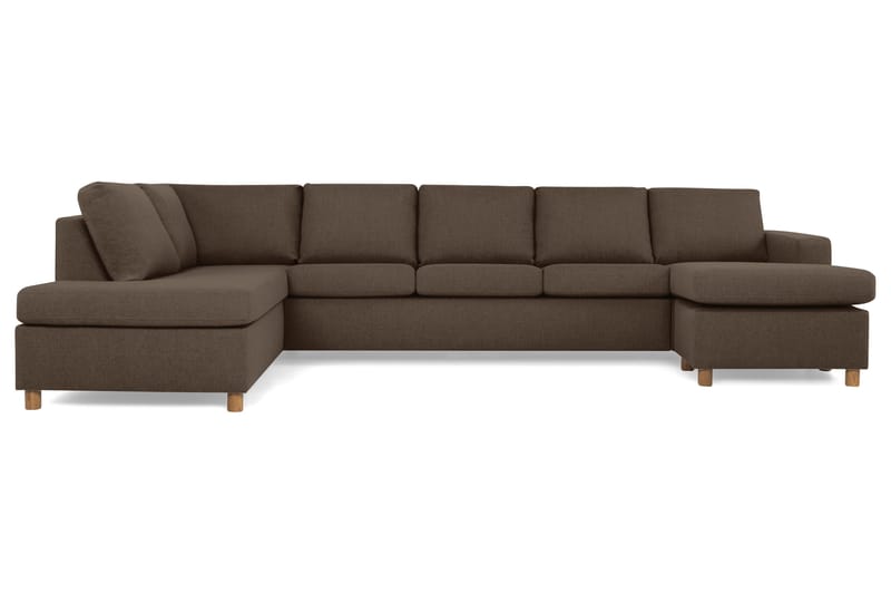 Crazy 5-seters Venstrevendt U-formet X-Large Sofa med Divan og Sjeselong i Stoff - Brun - Møbler - Sofaer - U-sofa
