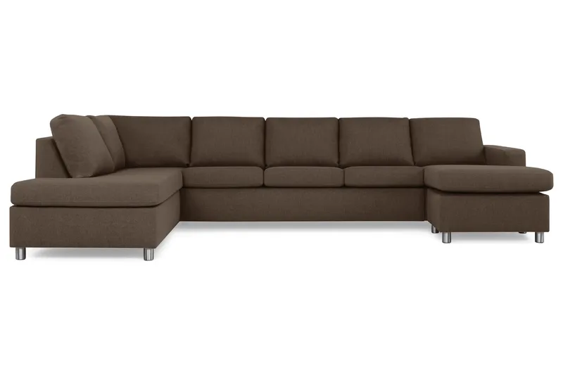 Crazy 5-seters Venstrevendt U-formet X-Large Sofa med Divan og Sjeselong i Stoff, Brun
