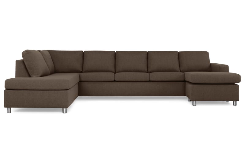 Crazy 5-seters Venstrevendt U-formet X-Large Sofa med Divan og Sjeselong i Stoff - Brun - Møbler - Sofaer - U-sofa