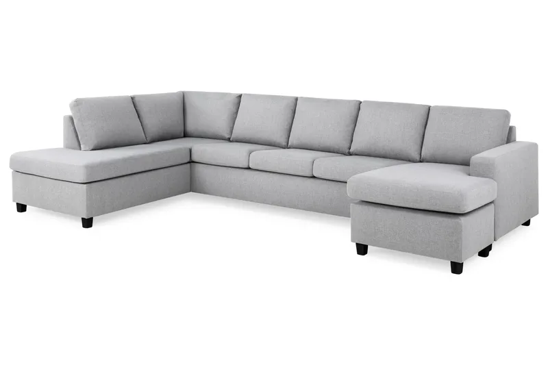 Crazy 5-seters Venstrevendt U-formet X-Large Sofa med Divan og Sjeselong i Stoff - Grå - Møbler - Sofaer - U-sofa
