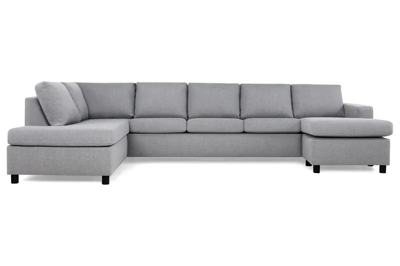 Crazy 5-seters Venstrevendt U-formet X-Large Sofa med Divan og Sjeselong i Stoff - Grå - Møbler - Sofaer - U-sofa
