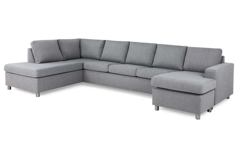 Crazy 5-seters Venstrevendt U-formet X-Large Sofa med Divan og Sjeselong i Stoff - Grå - Møbler - Sofaer - U-sofa