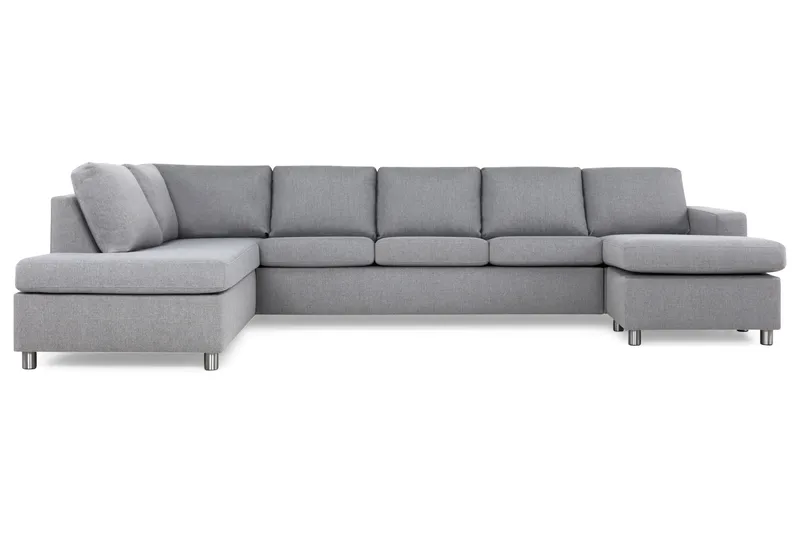 Crazy 5-seters Venstrevendt U-formet X-Large Sofa med Divan og Sjeselong i Stoff - Grå - Møbler - Sofaer - U-sofa