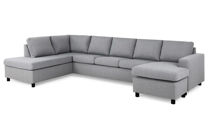 Crazy 5-seters Venstrevendt U-formet X-Large Sofa med Divan og Sjeselong i Stoff - Grå - Møbler - Sofaer - U-sofa