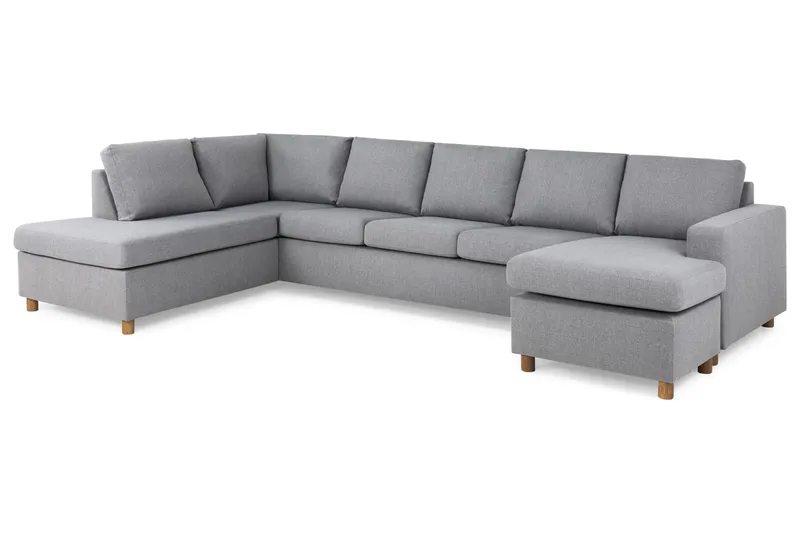 Crazy 5-seters Venstrevendt U-formet X-Large Sofa med Divan og Sjeselong i Stoff - Grå - Møbler - Sofaer - U-sofa