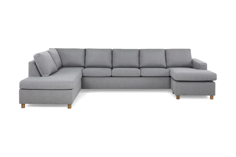 Crazy 5-seters Venstrevendt U-formet X-Large Sofa med Divan og Sjeselong i Stoff - Grå - Møbler - Sofaer - U-sofa