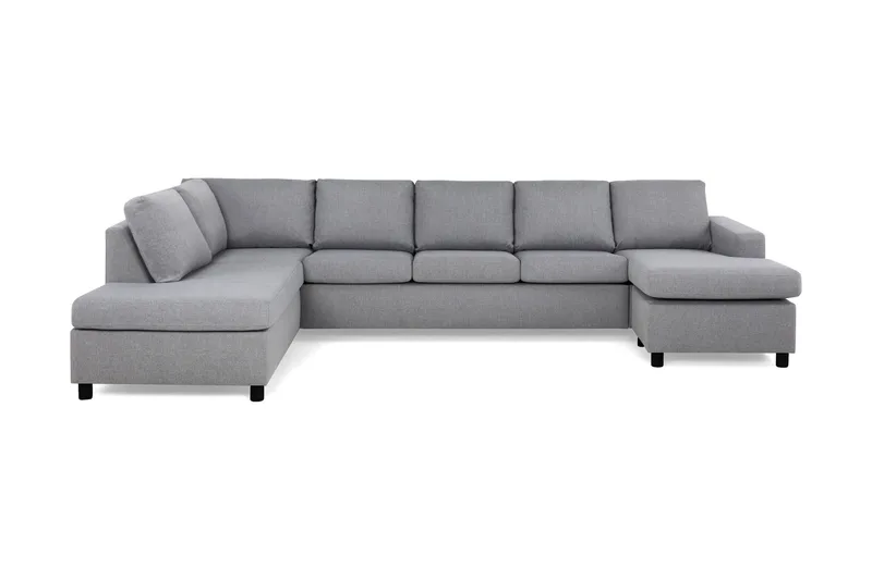 Crazy 5-seters Venstrevendt U-formet X-Large Sofa med Divan og Sjeselong i Stoff - Grå - Møbler - Sofaer - U-sofa