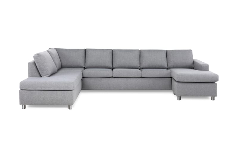 Crazy 5-seters Venstrevendt U-formet X-Large Sofa med Divan og Sjeselong i Stoff - Grå - Møbler - Sofaer - U-sofa