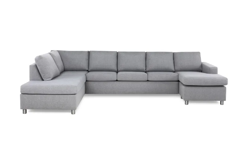 Crazy 5-seters Venstrevendt U-formet X-Large Sofa med Divan og Sjeselong i Stoff - Grå - Møbler - Sofaer - U-sofa