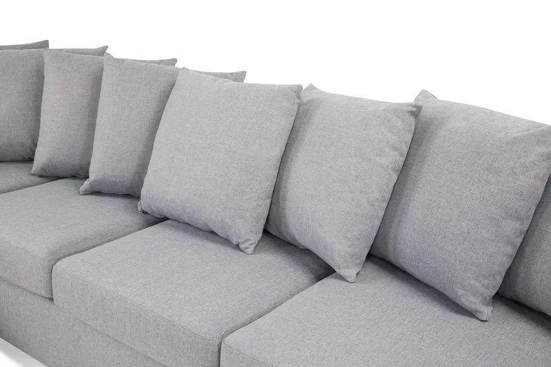 Crazy 5-seters Venstrevendt U-formet X-Large Sofa med Divan og Sjeselong i Stoff inkl. Pynteputer - Grå - Møbler - Sofaer - U-sofa