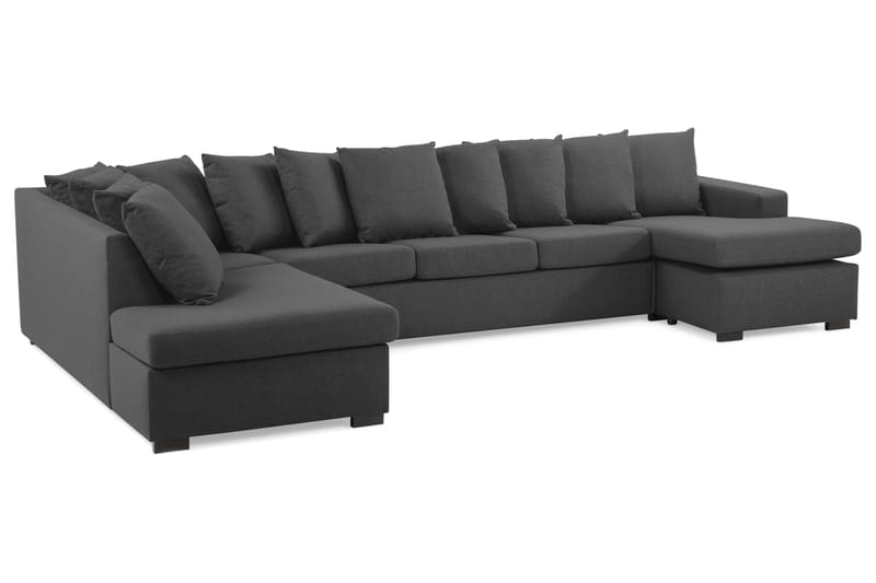 Crazy 5-seters Venstrevendt U-formet X-Large Sofa med Divan og Sjeselong i Stoff inkl. Pynteputer - Antrasitt - Møbler - Sofaer - U-sofa