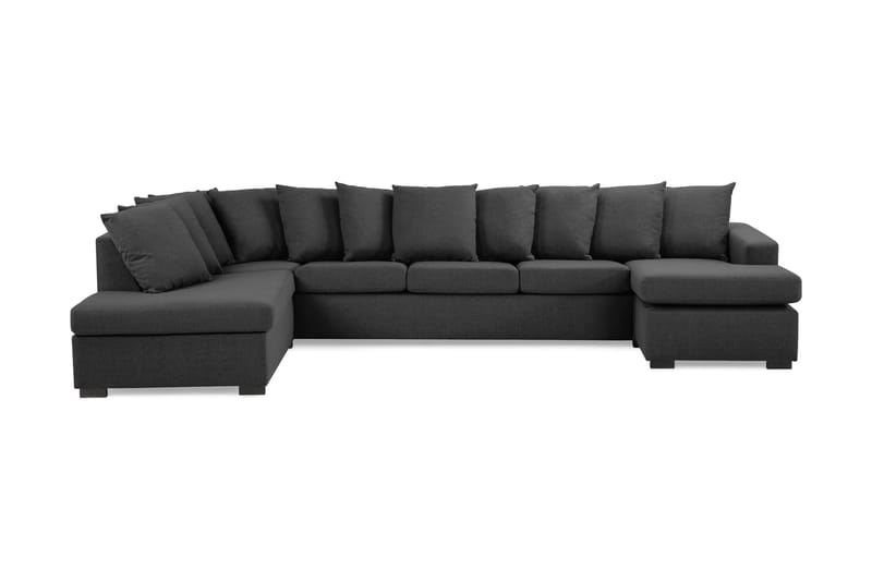 Crazy 5-seters Venstrevendt U-formet X-Large Sofa med Divan og Sjeselong i Stoff inkl. Pynteputer - Mørk grå - Møbler - Sofaer - U-sofa