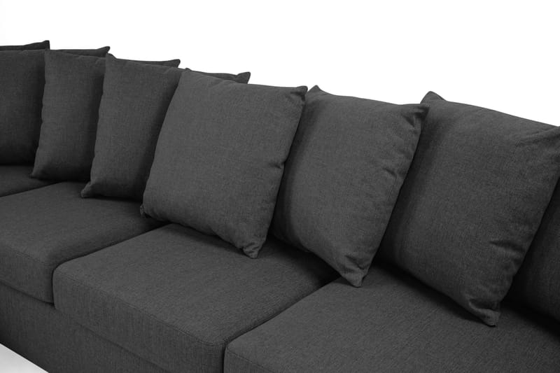 Crazy 5-seters Venstrevendt U-formet X-Large Sofa med Divan og Sjeselong i Stoff inkl. Pynteputer - Mørk grå - Møbler - Sofaer - U-sofa