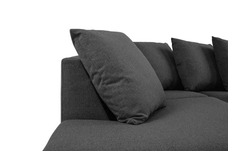 Crazy 5-seters Venstrevendt U-formet X-Large Sofa med Divan og Sjeselong i Stoff inkl. Pynteputer - Mørk grå - Møbler - Sofaer - U-sofa