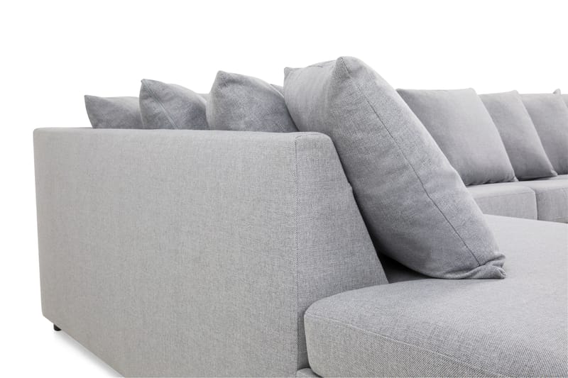 Crazy 5-seters Venstrevendt U-formet X-Large Sofa med Divan og Sjeselong i Stoff inkl. Pynteputer - Grå - Møbler - Sofaer - U-sofa