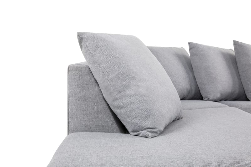 Crazy 5-seters Venstrevendt U-formet X-Large Sofa med Divan og Sjeselong i Stoff inkl. Pynteputer - Grå - Møbler - Sofaer - U-sofa