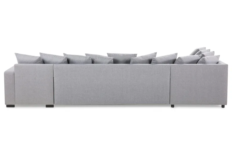 Crazy 5-seters Venstrevendt U-formet X-Large Sofa med Divan og Sjeselong i Stoff inkl. Pynteputer - Grå - Møbler - Sofaer - U-sofa