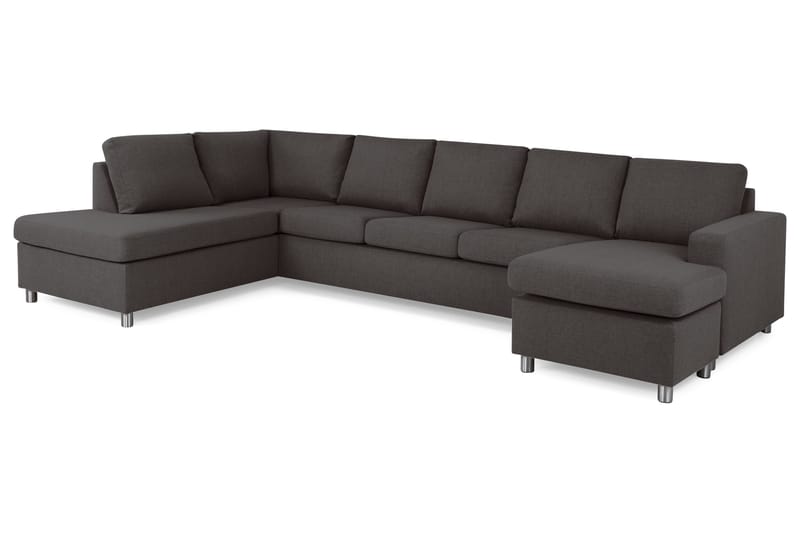 Crazy 5-seters Venstrevendt U-formet X-Large Sofa med Divan og Sjeselong i Stoff - Mørk grå - Møbler - Sofaer - U-sofa