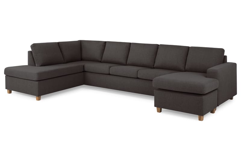 Crazy 5-seters Venstrevendt U-formet X-Large Sofa med Divan og Sjeselong i Stoff - Mørk grå - Møbler - Sofaer - U-sofa