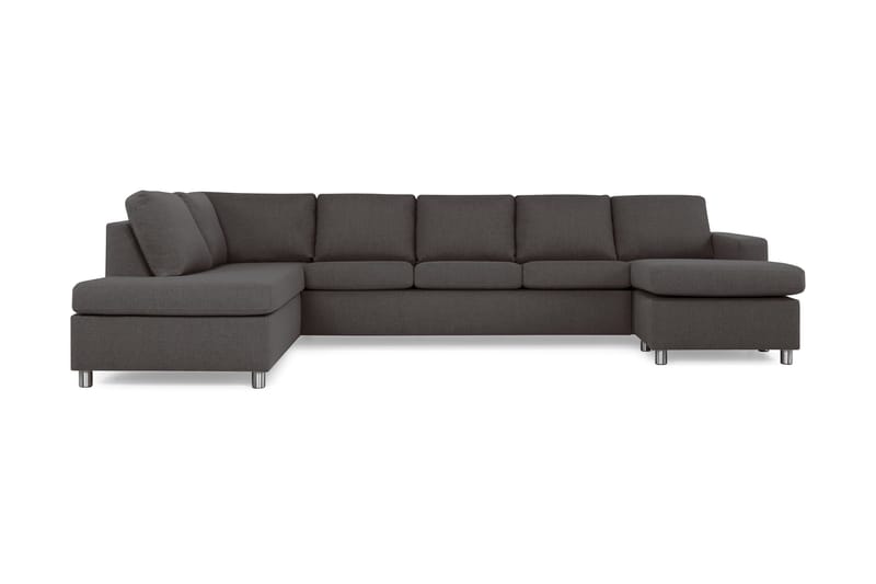 Crazy 5-seters Venstrevendt U-formet X-Large Sofa med Divan og Sjeselong i Stoff - Mørk grå - Møbler - Sofaer - U-sofa