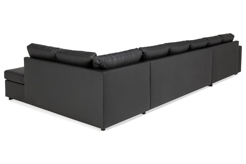 Crazy 6-seters Høyrevendt U-formet XX-Large Sofa med Divan og Sjeselong i Kunstlær - Svart - Møbler - Sofaer - U-sofa
