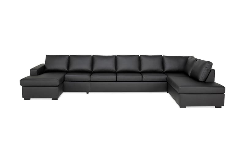 Crazy 6-seters Høyrevendt U-formet XX-Large Sofa med Divan og Sjeselong i Kunstlær, Svart