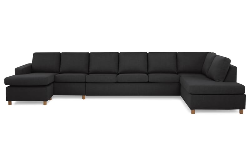 Crazy 6-seters Høyrevendt U-formet XX-Large Sofa med Divan og Sjeselong i Stoff - Antrasitt - Møbler - Sofaer - U-sofa