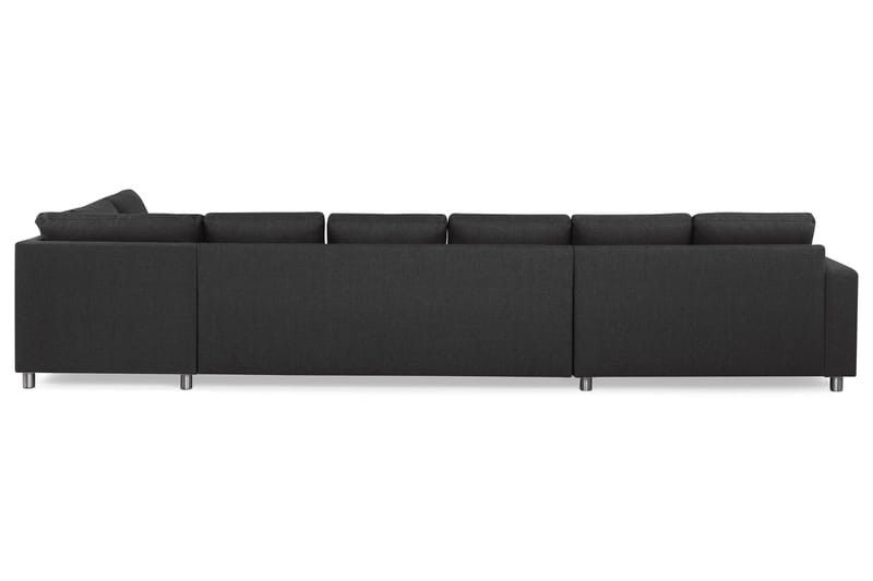 Crazy 6-seters Høyrevendt U-formet XX-Large Sofa med Divan og Sjeselong i Stoff - Antrasitt - Møbler - Sofaer - U-sofa
