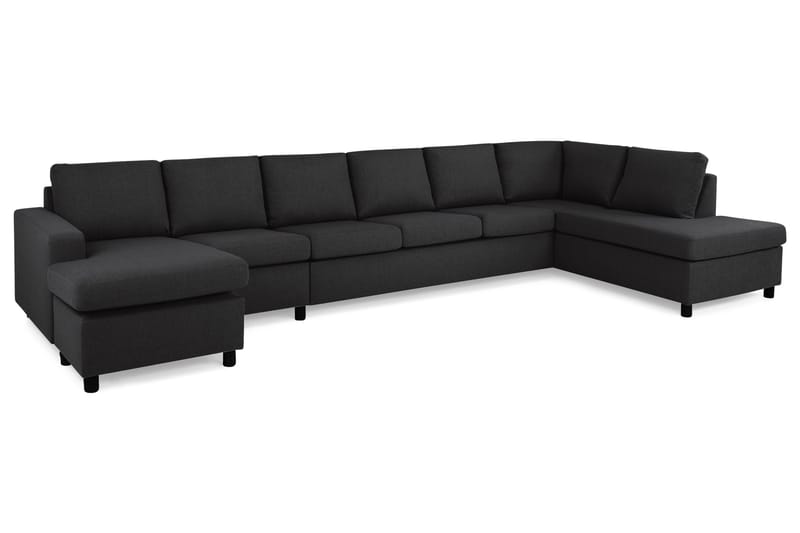 Crazy 6-seters Høyrevendt U-formet XX-Large Sofa med Divan og Sjeselong i Stoff - Antrasitt - Møbler - Sofaer - U-sofa
