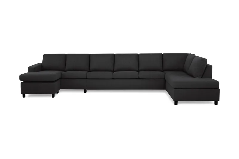 Crazy 6-seters Høyrevendt U-formet XX-Large Sofa med Divan og Sjeselong i Stoff - Antrasitt - Møbler - Sofaer - U-sofa